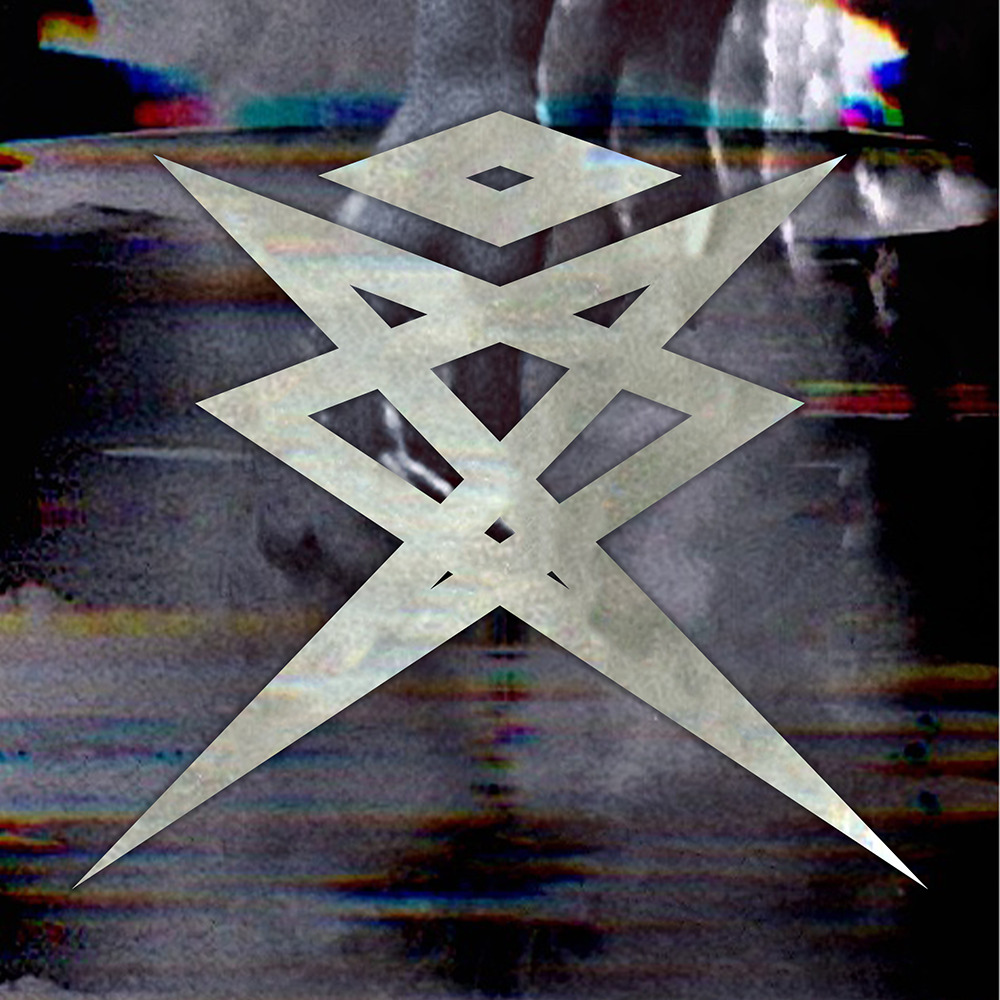 The inverted nnwhen logo superimposed on glitched image of an arm. The draft logo for nnwhen